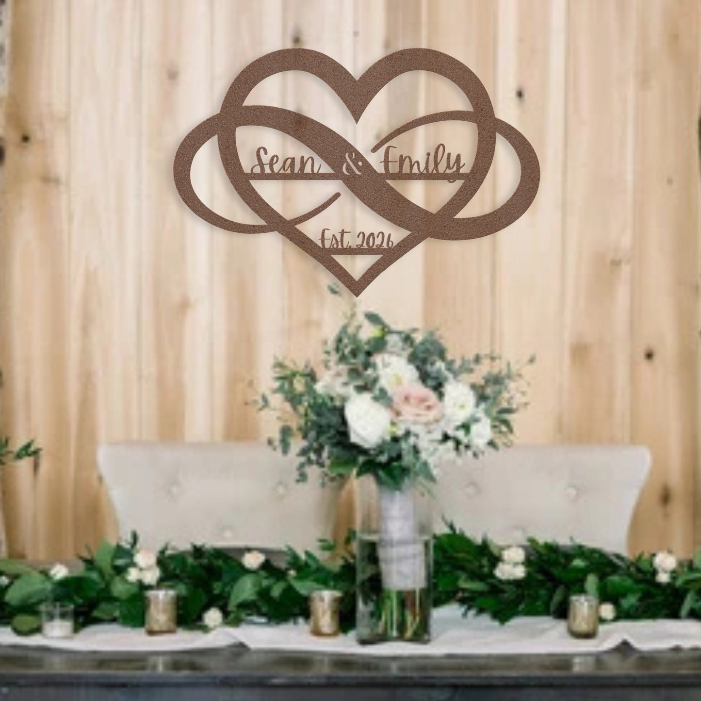 Infinity Heart Couples' Custom Metal Name Sign