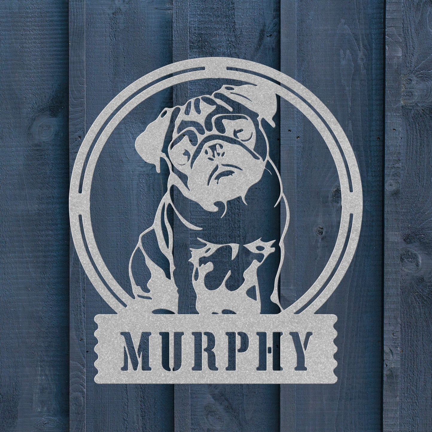 Adorable Elegance: Custom Pug Wall Decor - BullyBellyMetal Sign