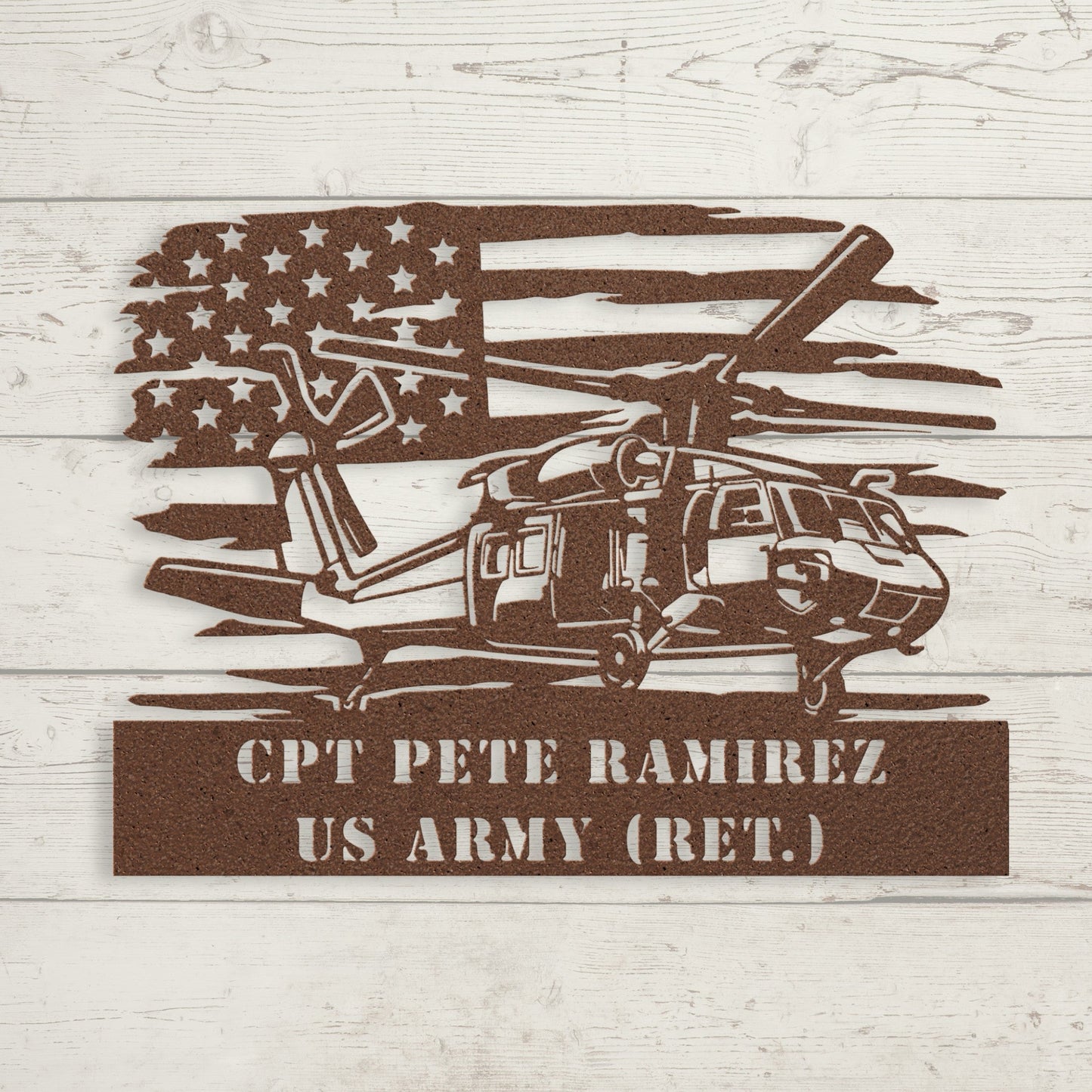 Army Blackhawk Pilot Metal Sign – Personalized Military Helicopter Wall Art - BullyBellyMetal Sign