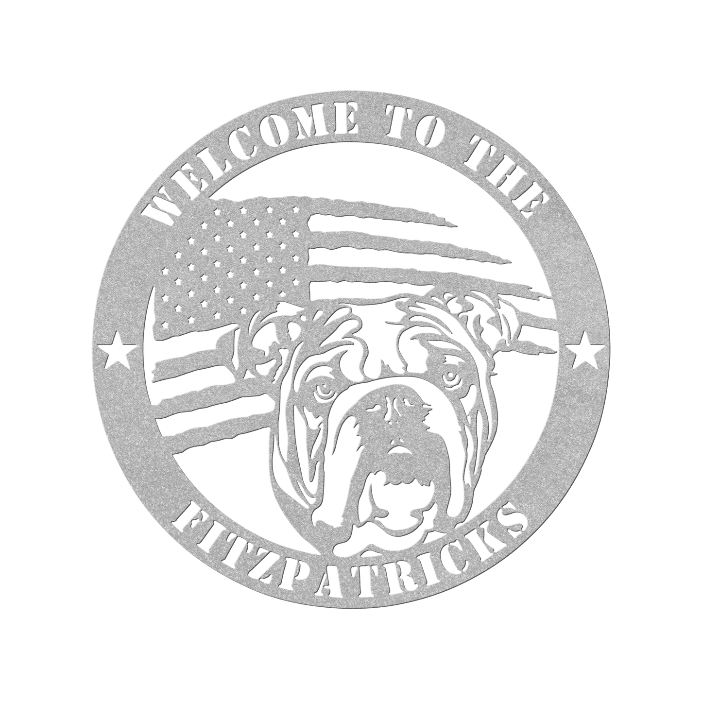Bold and Patriotic: English Bulldog Wall Art, Customized for Your Home - BullyBellyMetal Sign