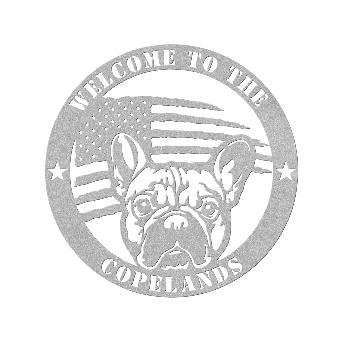 Bold and Patriotic: French Bulldog Wall Art, Customized for Your Home - BullyBellyMetal Sign