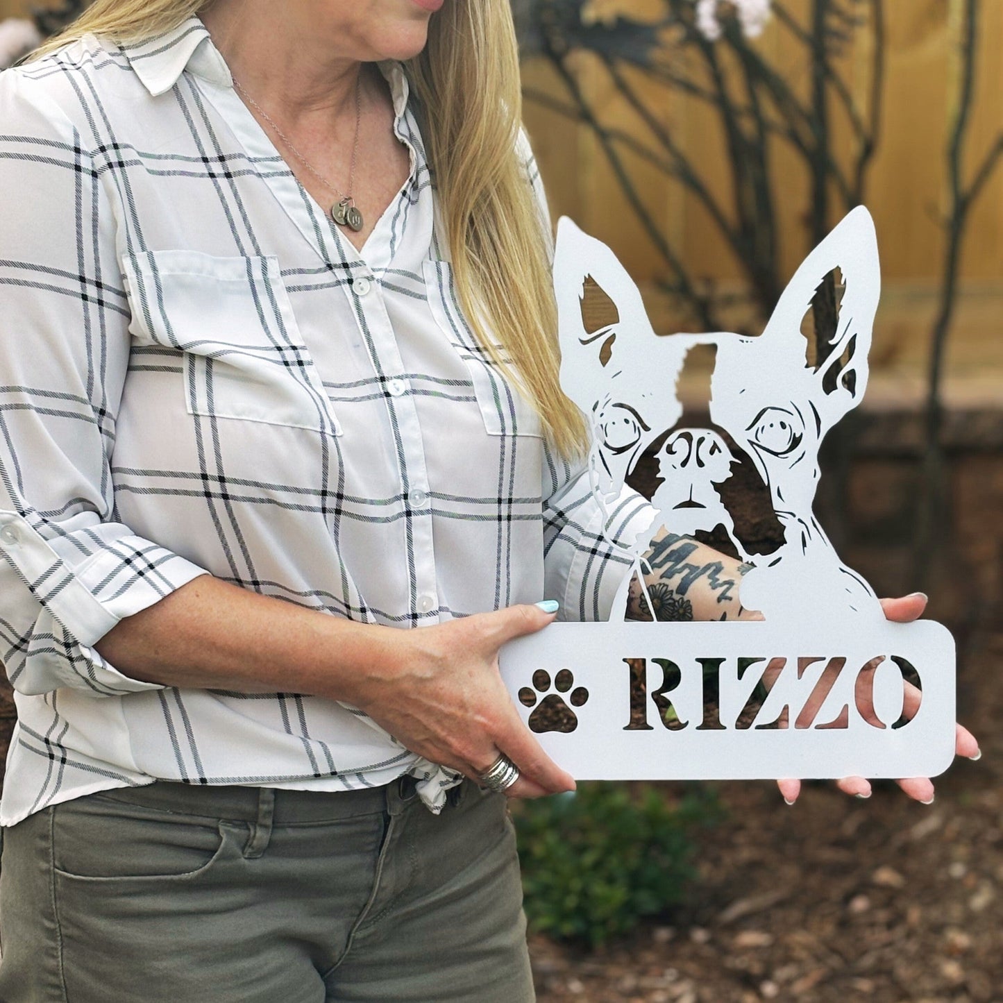 Boston Terrier Metal Name Sign - BullyBellyMetal Sign
