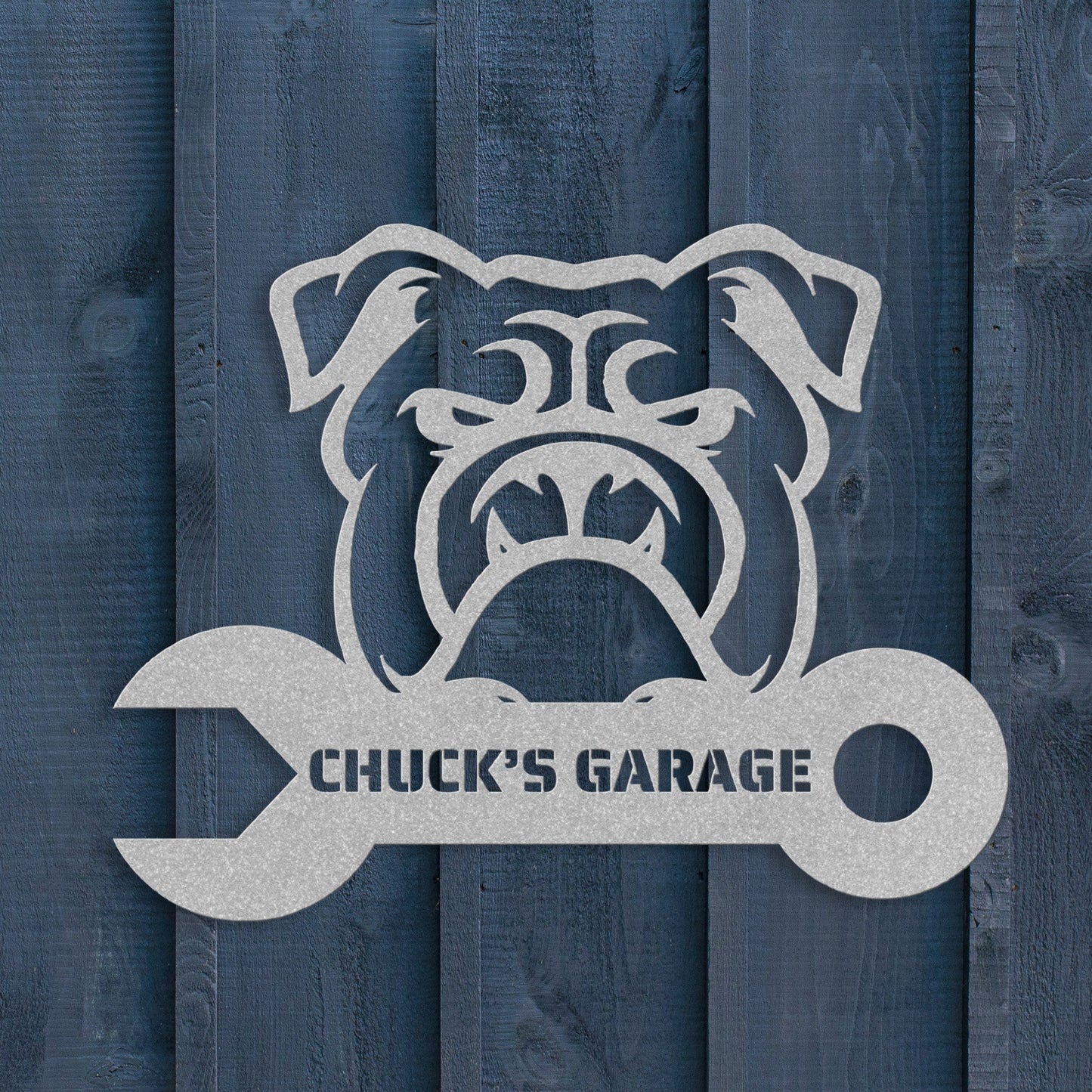 Custom Garage Metal Wall Sign silver