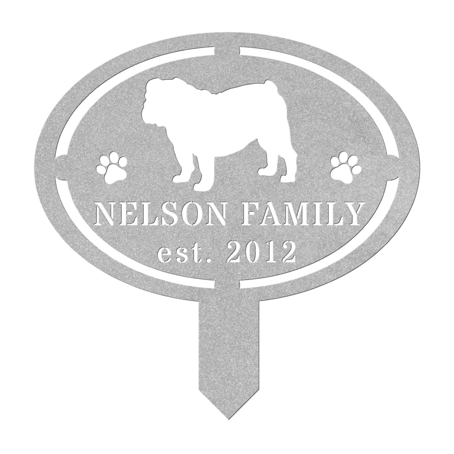 English Bulldog Family Yard Sign - BullyBellyMetal Sign