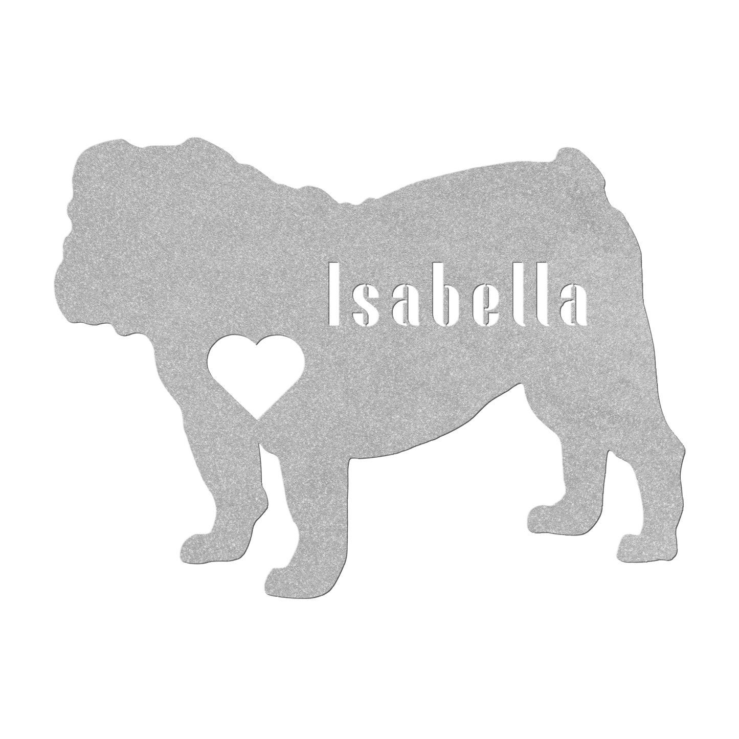 English Bulldog Heart and Name Metal Sign - BullyBellyMetal Sign