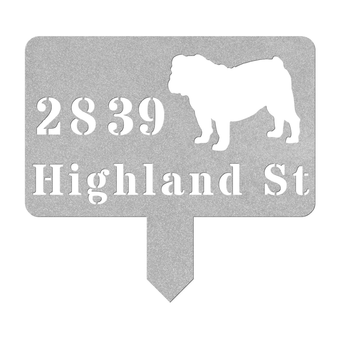 English Bulldog House Address Yard Sign - BullyBellyMetal Sign