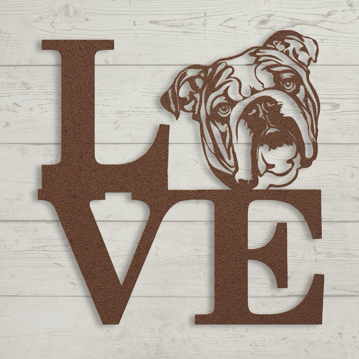 English Bulldog Love Metal Wall Sign - BullyBellyMetal Sign