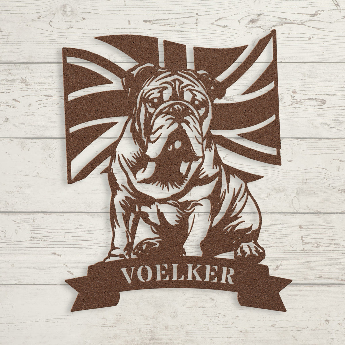English Bulldog Union Jack Personalized Metal Sign - BullyBellyMetal Sign