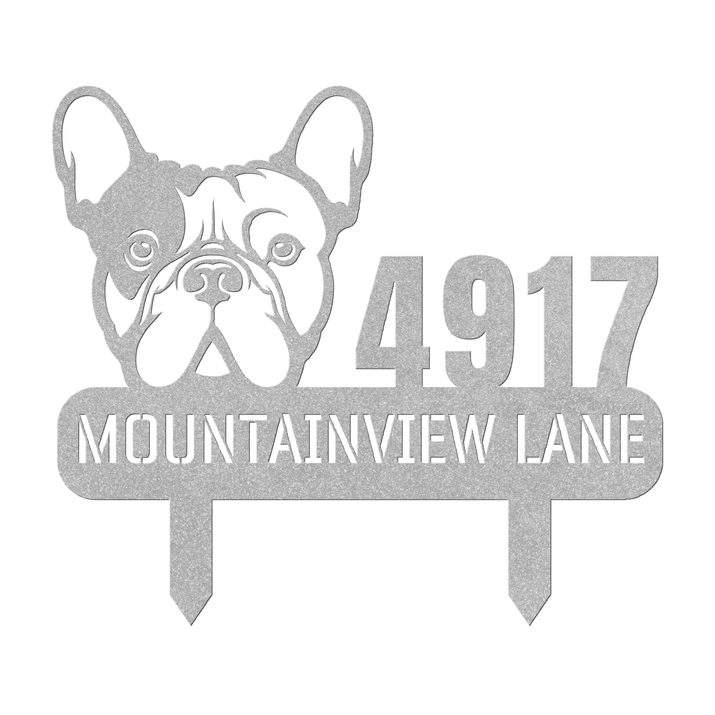 French Bulldog Family Address Metal Lawn Sign - BullyBellyMetal Sign