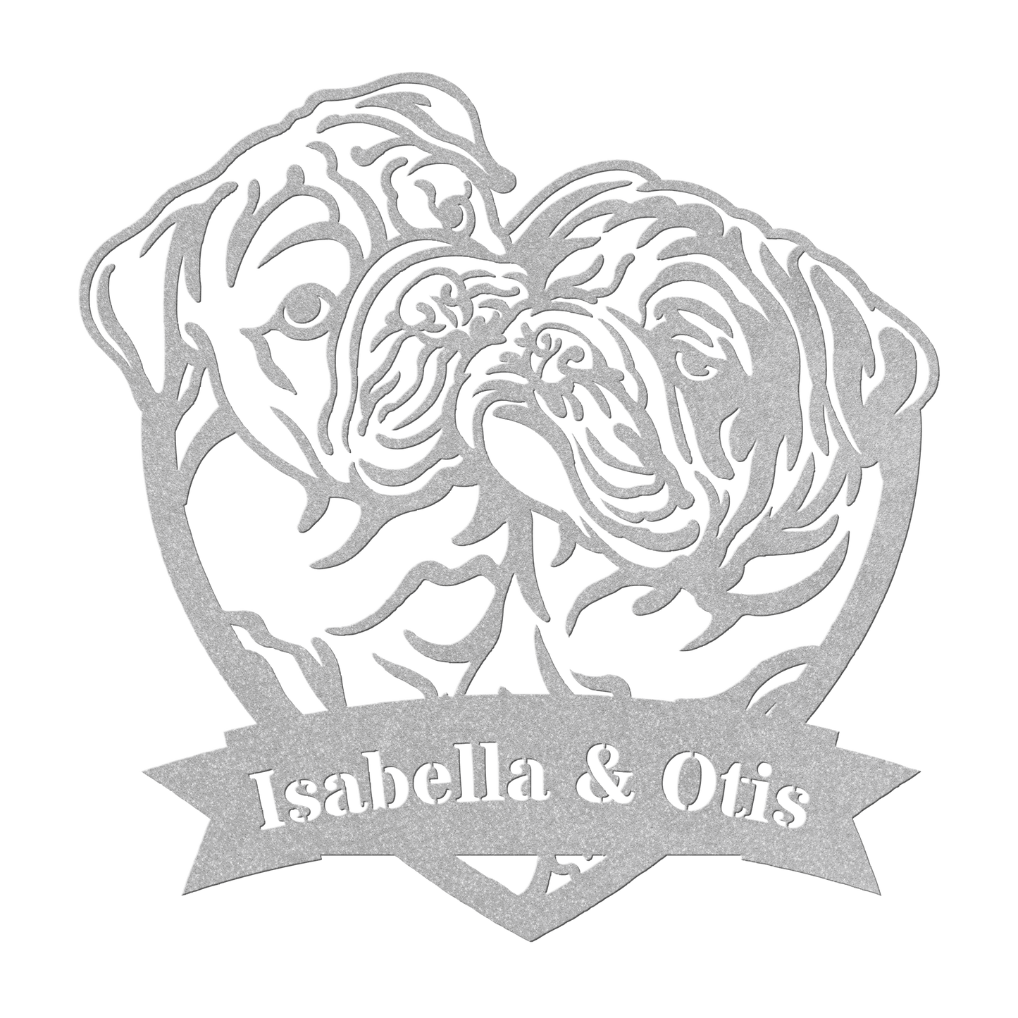 Kissing Bulldogs Metal Wall Art - BullyBellyMetal Sign