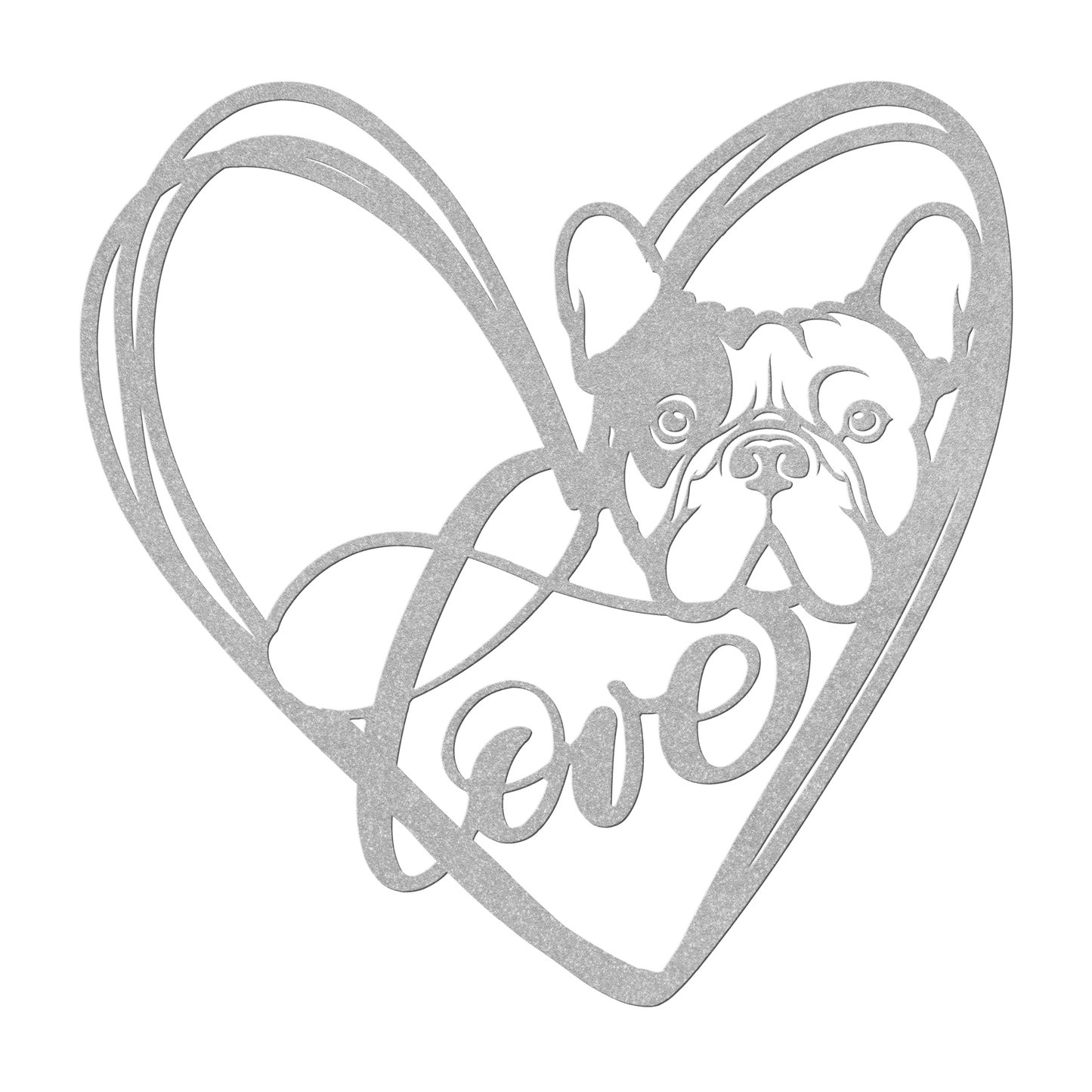 My Love, My Heart Frenchie Metal Wall Art - BullyBellyMetal Sign