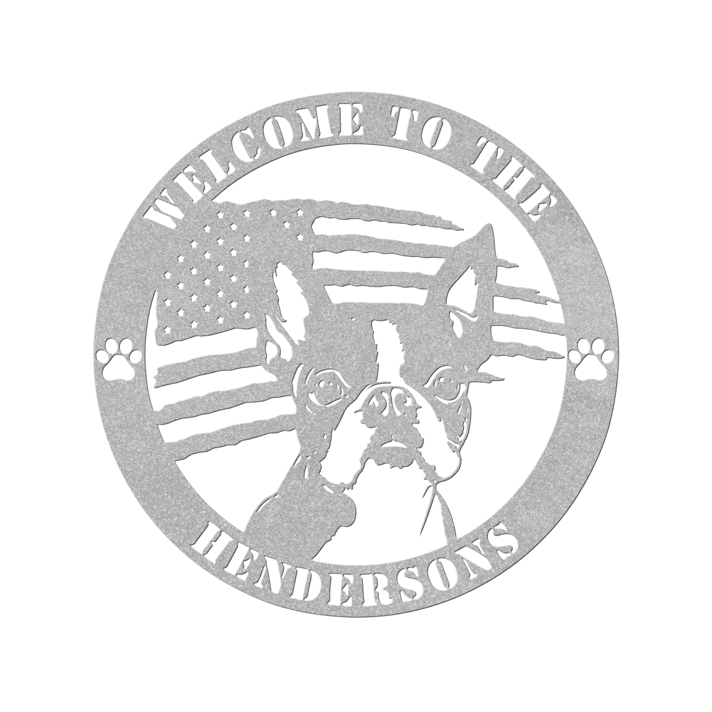 Patriotic Boston Terrier Custom Metal Wall Sign - BullyBellyMetal Sign
