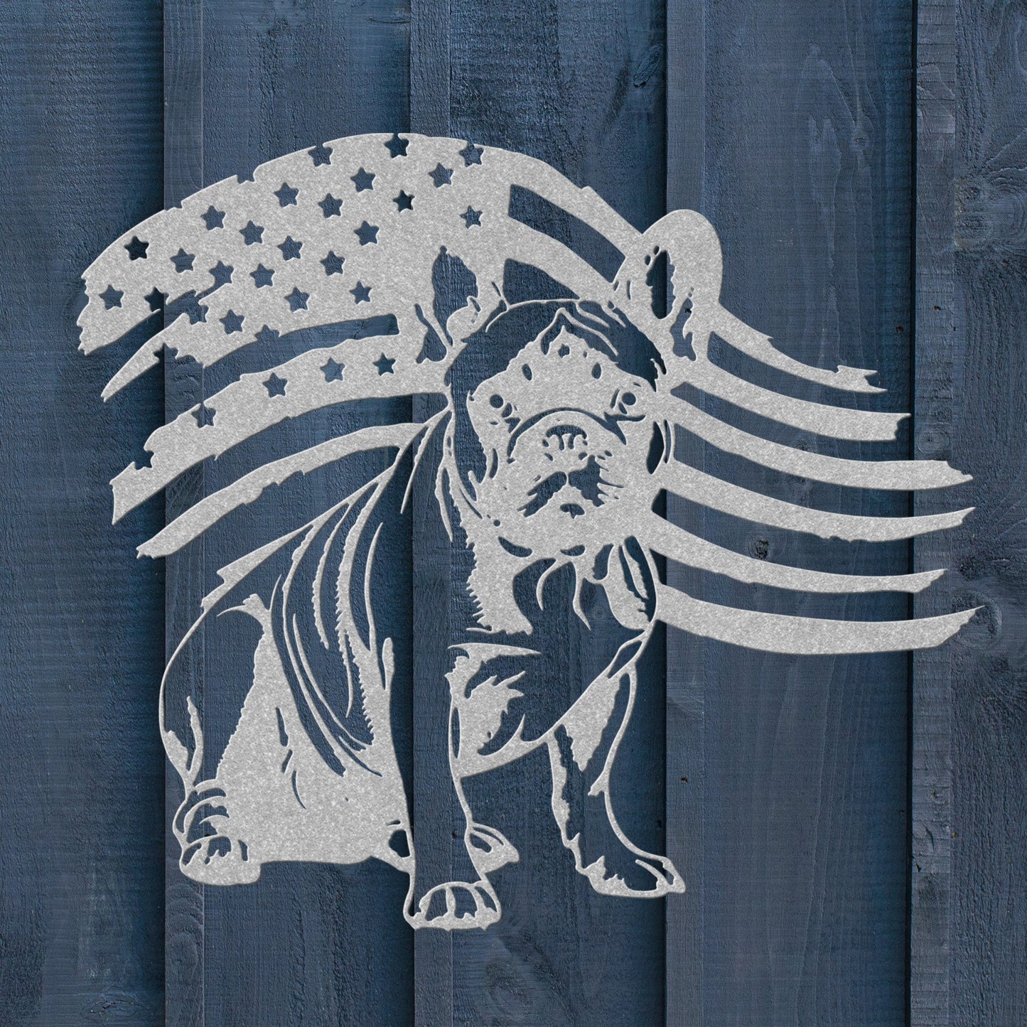 Patriotic French Bulldog Metal Wall Art