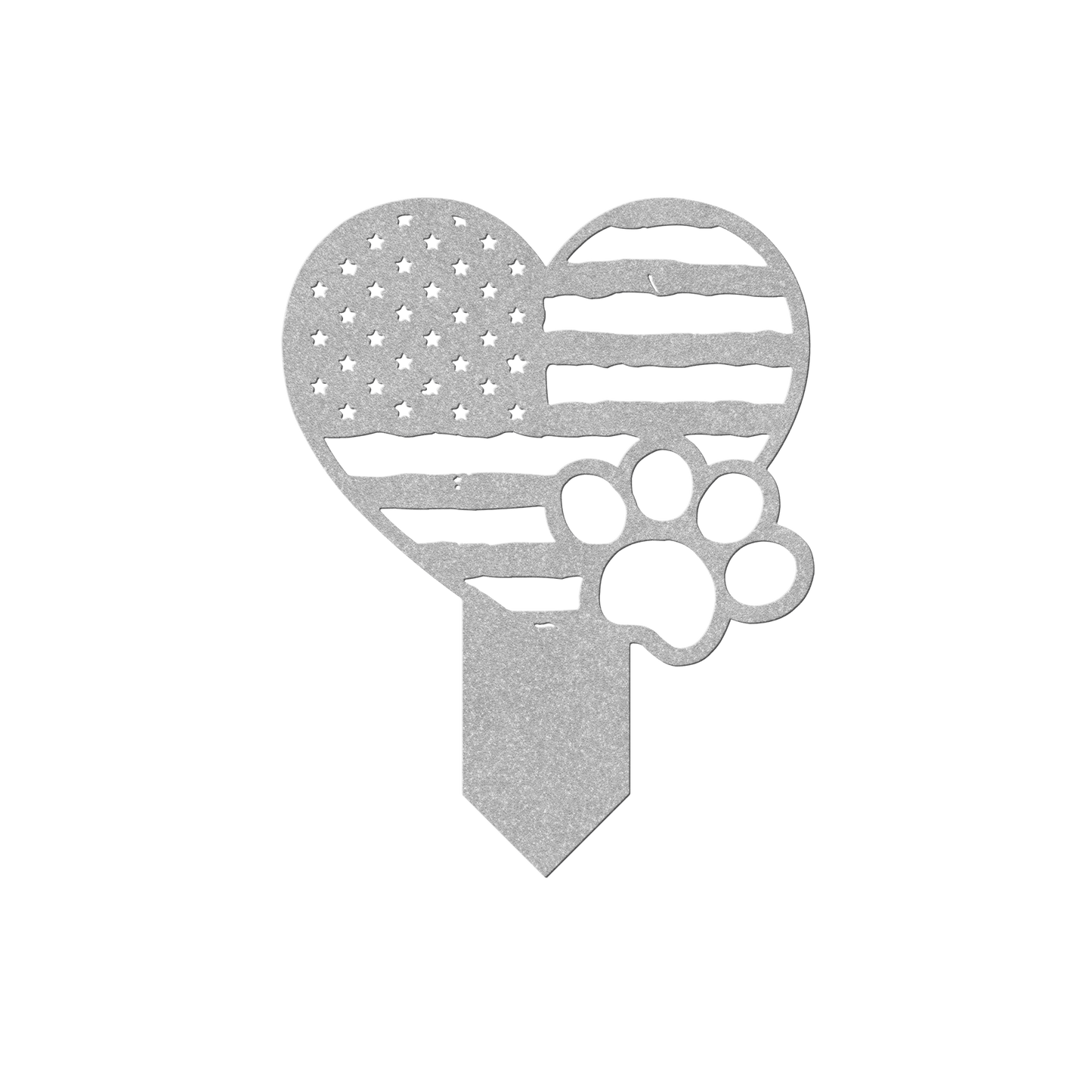 Paws & Patriotism: Rustic Flag Heart Lawn Art - BullyBellyMetal Sign