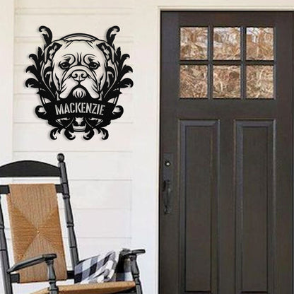 Bulldog Family Name Metal Sign
