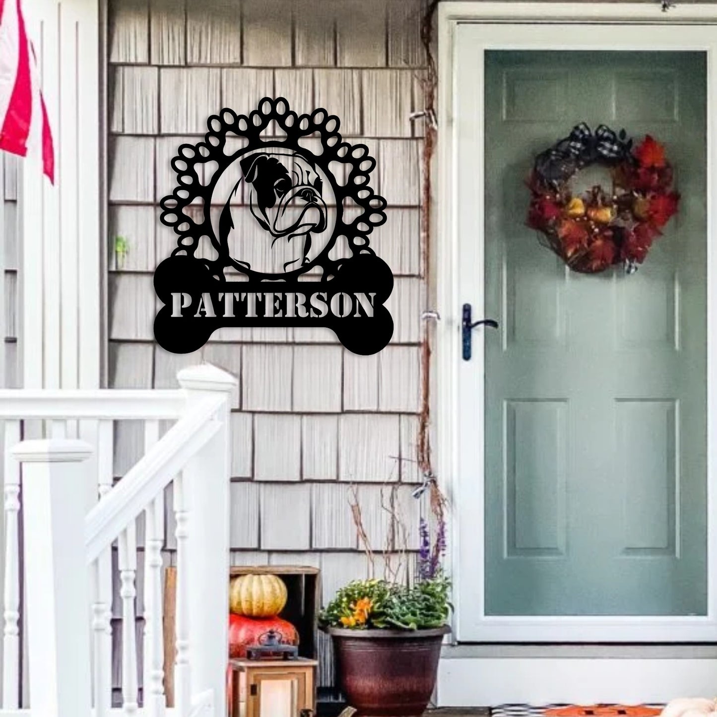 Personalized Bully and Paws Metal Nameplate