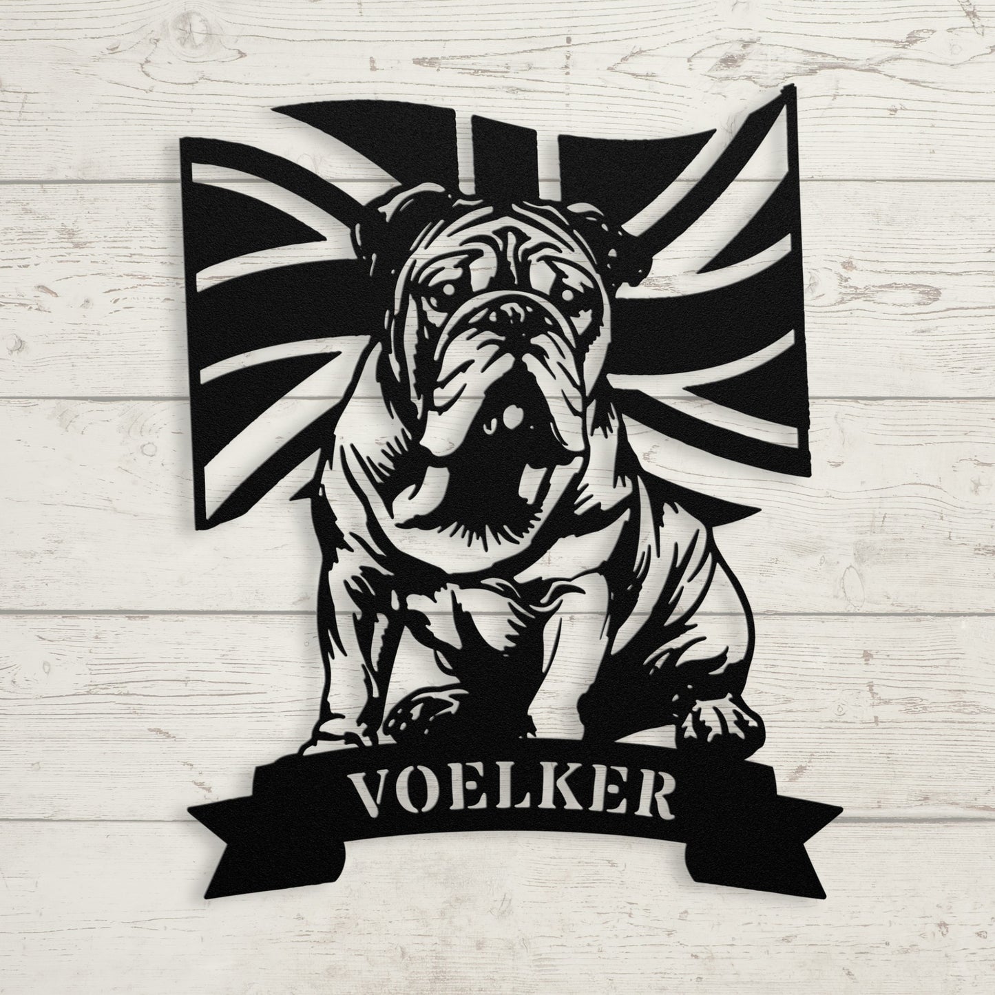 English Bulldog Union Jack Personalized Metal Sign