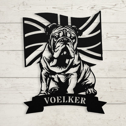 English Bulldog Union Jack Personalized Metal Sign