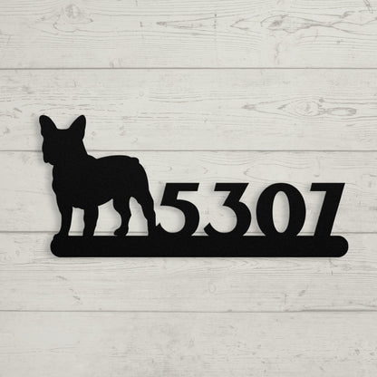 French Bulldog House Numbers Metal Sign