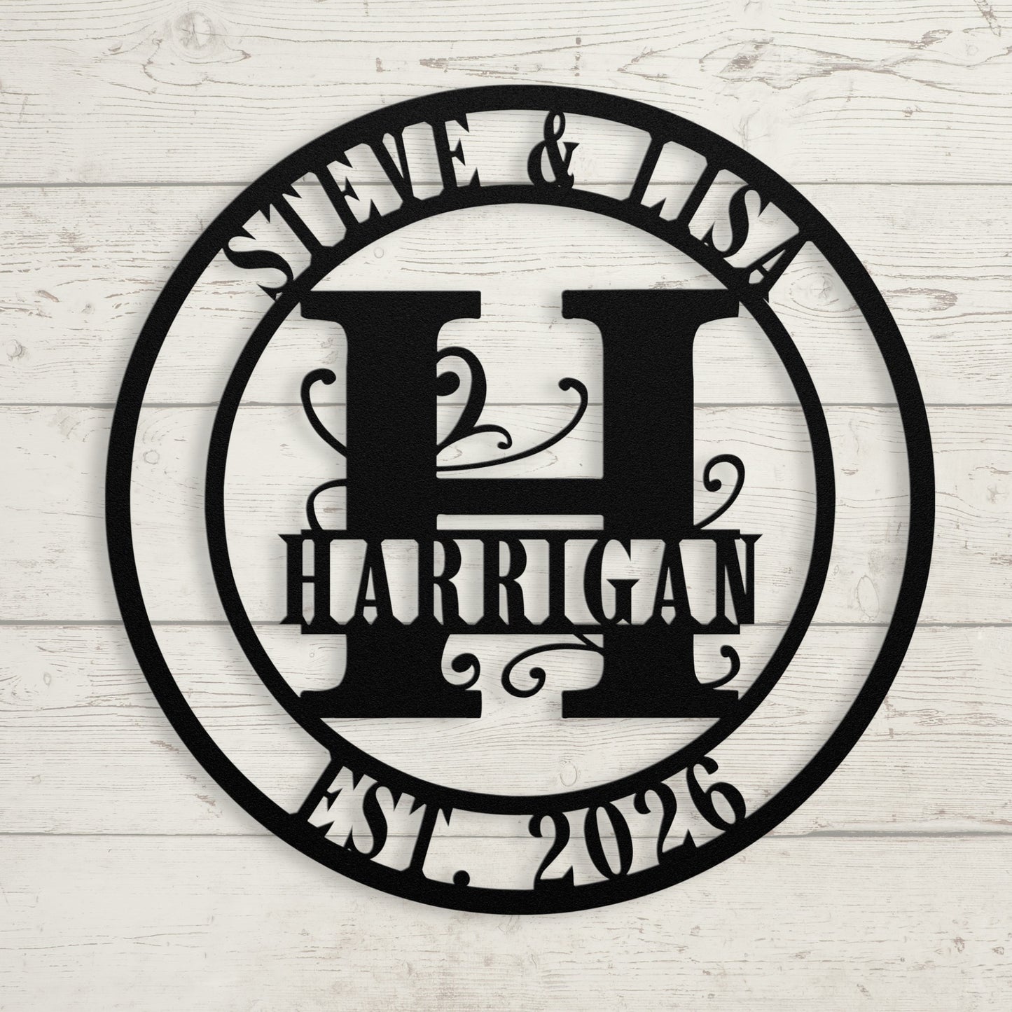 Split Letter Monogram Wedding Sign – Personalized Metal Wall Art