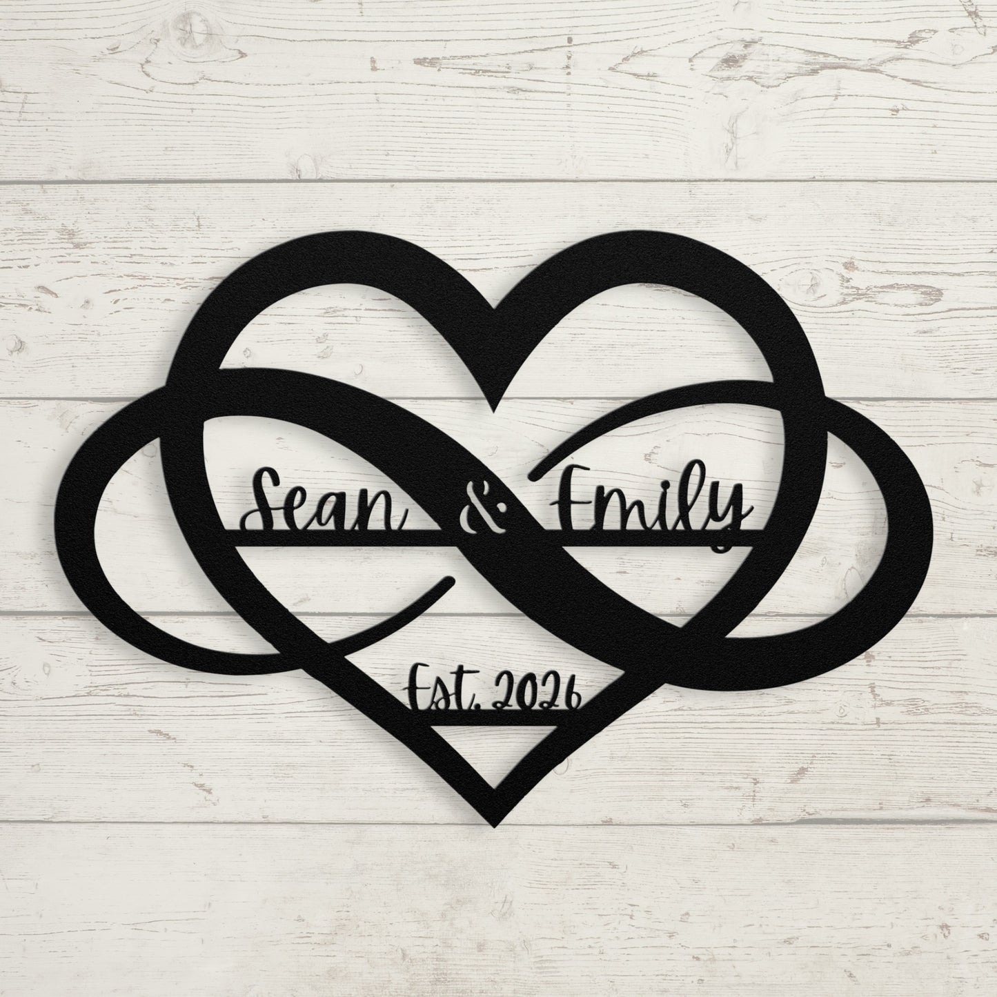 Infinity Heart Couples' Custom Metal Name Sign