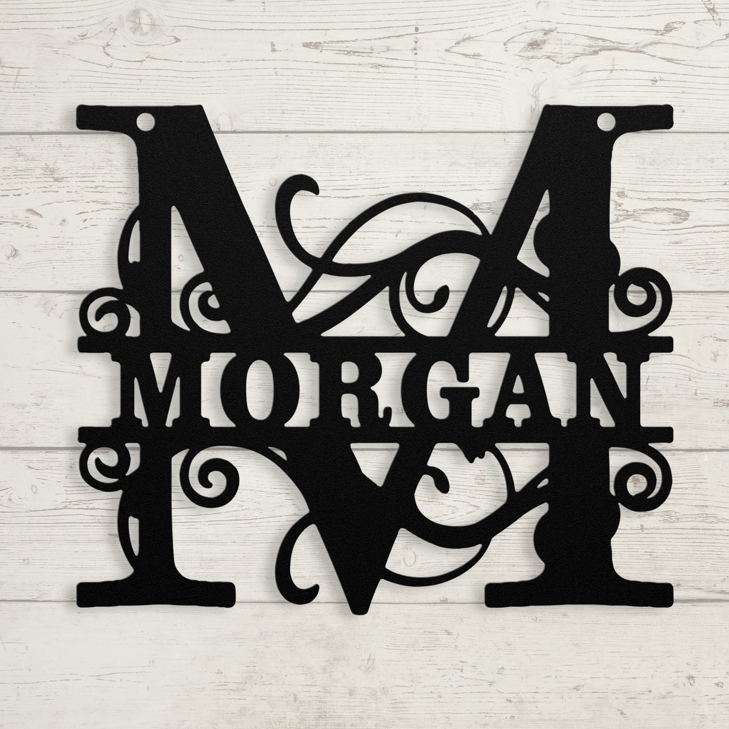 Ornate Split Letter Monogram Metal Sign