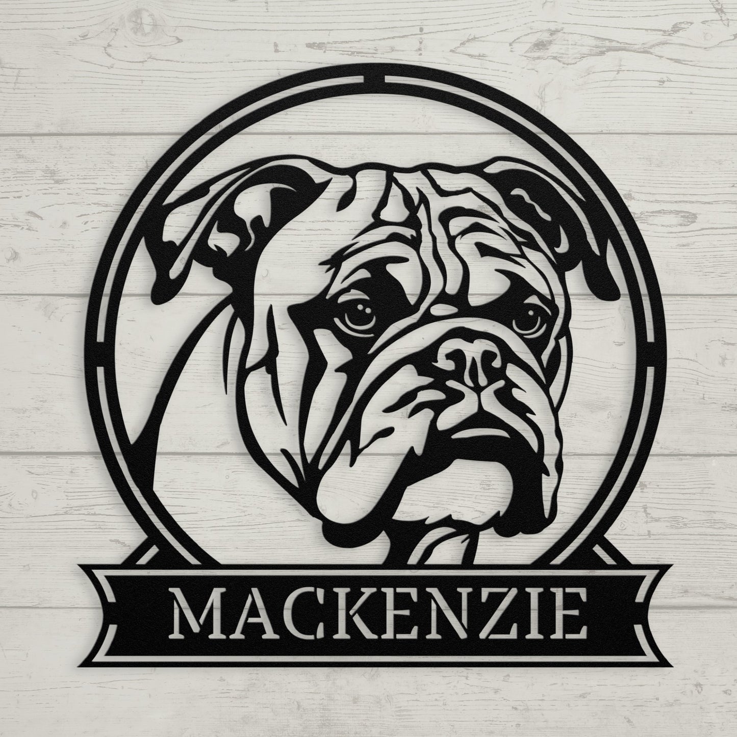 Personalized Majestic Bulldog Metal Name Sign
