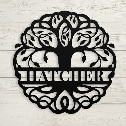 Custom Tree of Life Family Name Metal Sign