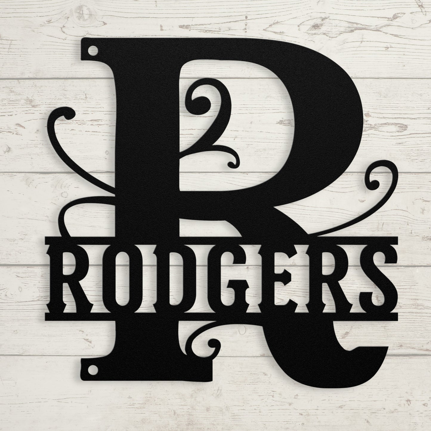 Elegant Split Letter Monogram Metal Sign