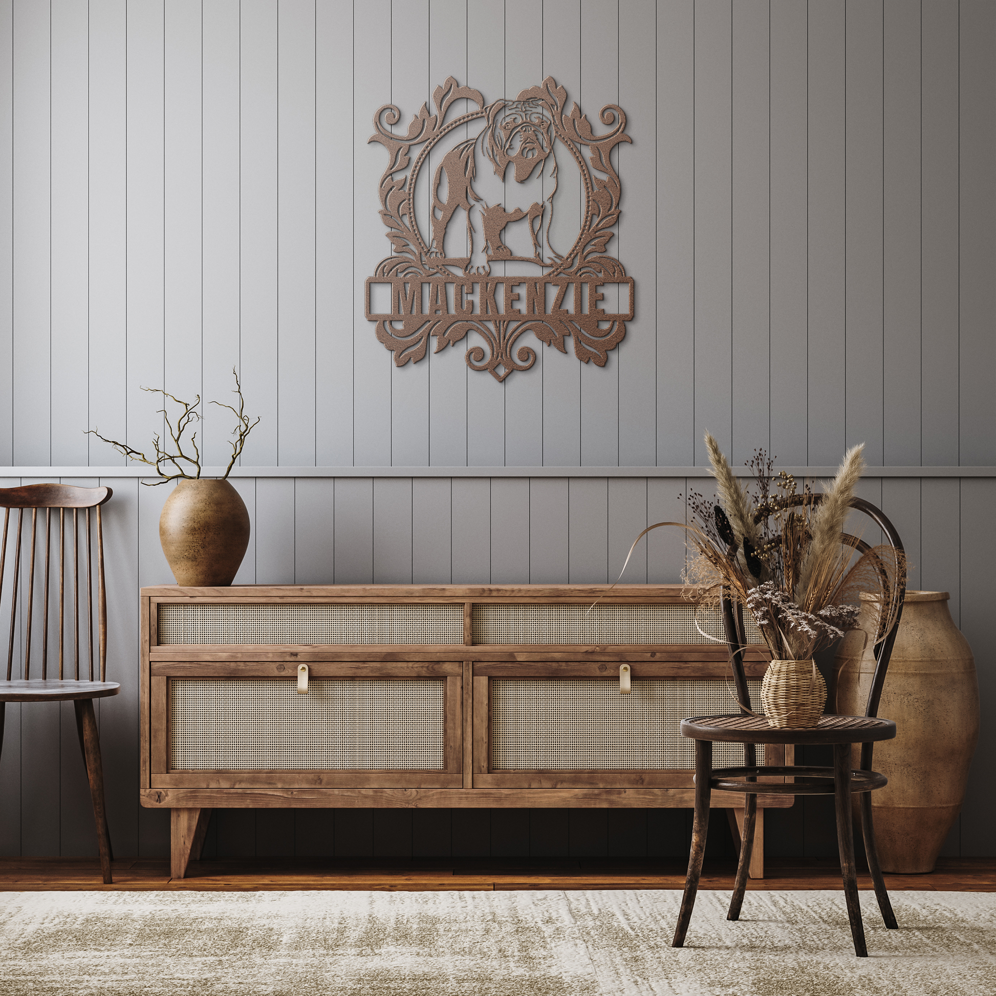 Bulldog_Family_Crest_Porch_Sign_Copper_Rustic_Hallway_Mockup.png_16009190