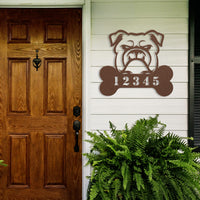 Personalized Bulldog House Number Sign