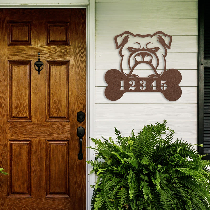 Personalized Bulldog House Number Sign
