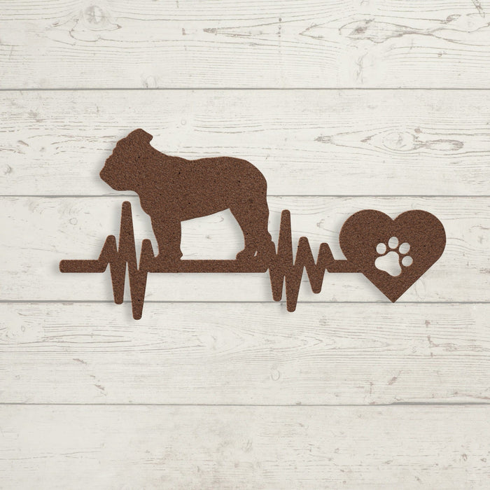 English Bulldog Heartbeat Metal Sign - BullyBellyWall Art