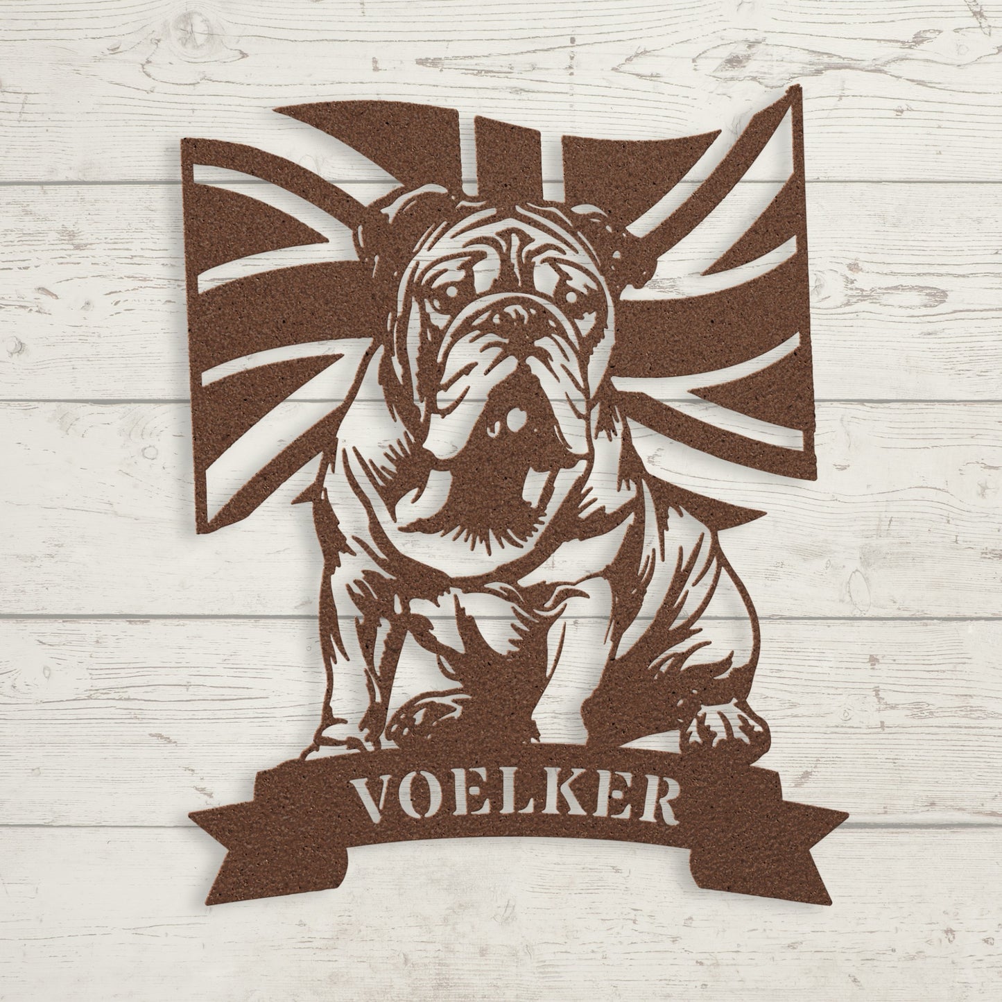 English Bulldog Union Jack Personalized Metal Sign