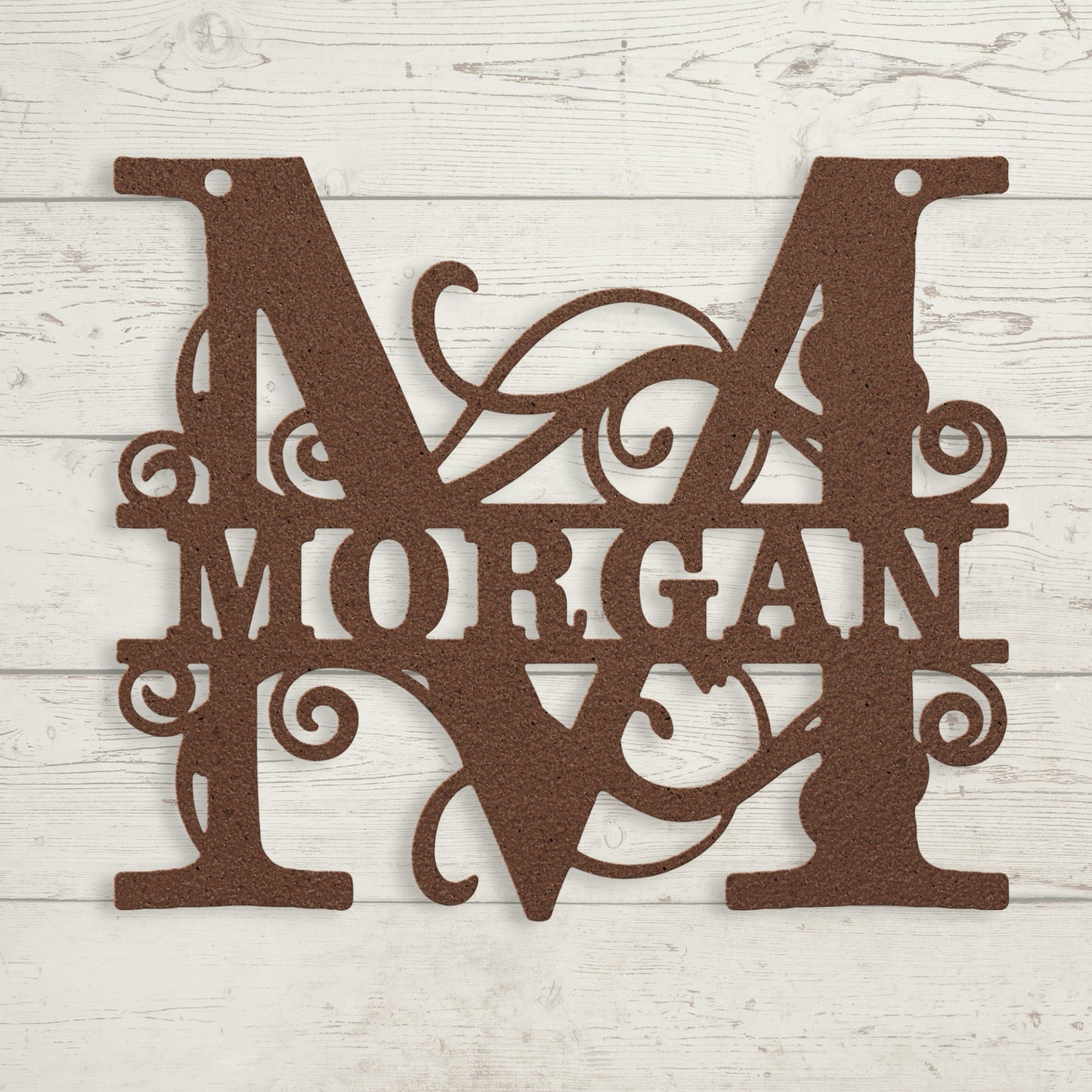 Ornate Split Letter Monogram Metal Sign