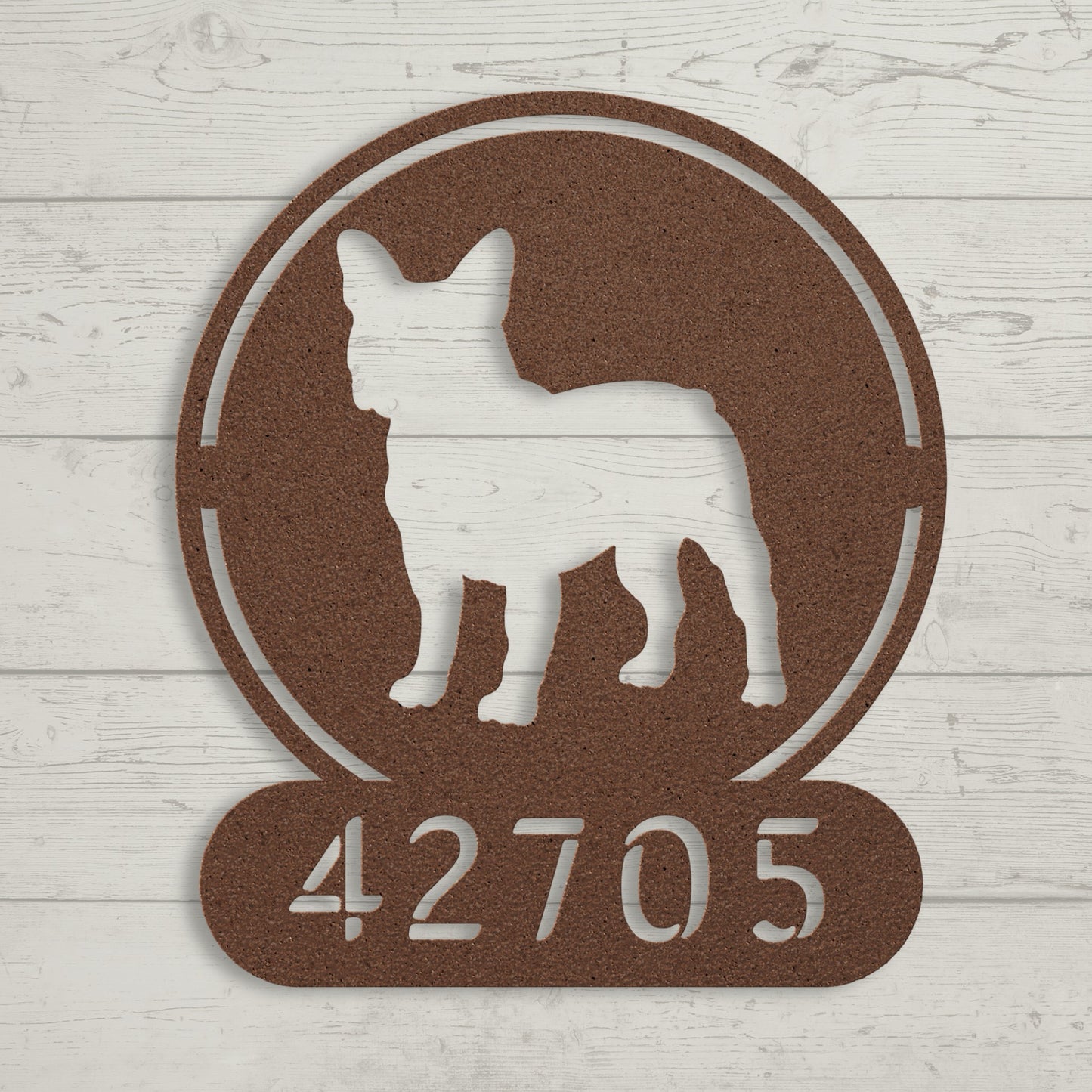 French Bulldog Homestead Metal House Number Sign