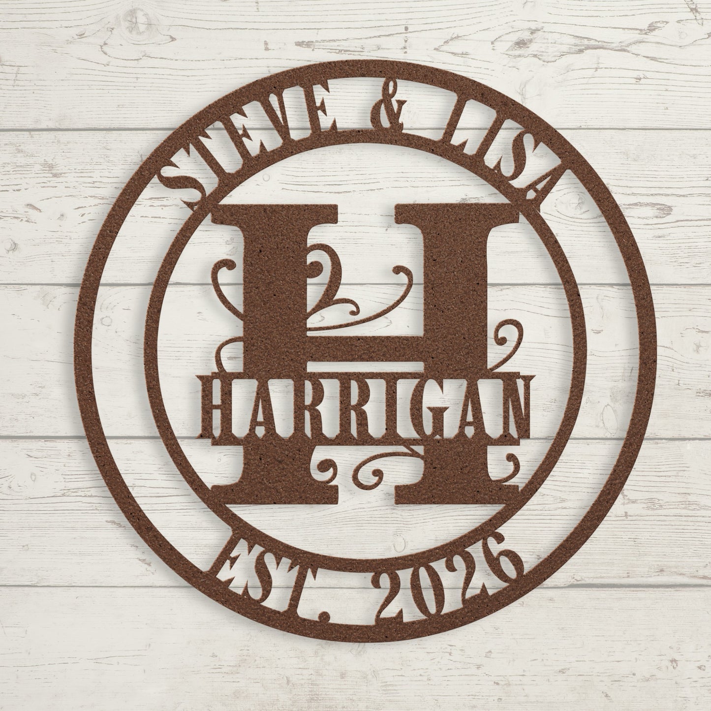 Split Letter Monogram Wedding Sign – Personalized Metal Wall Art