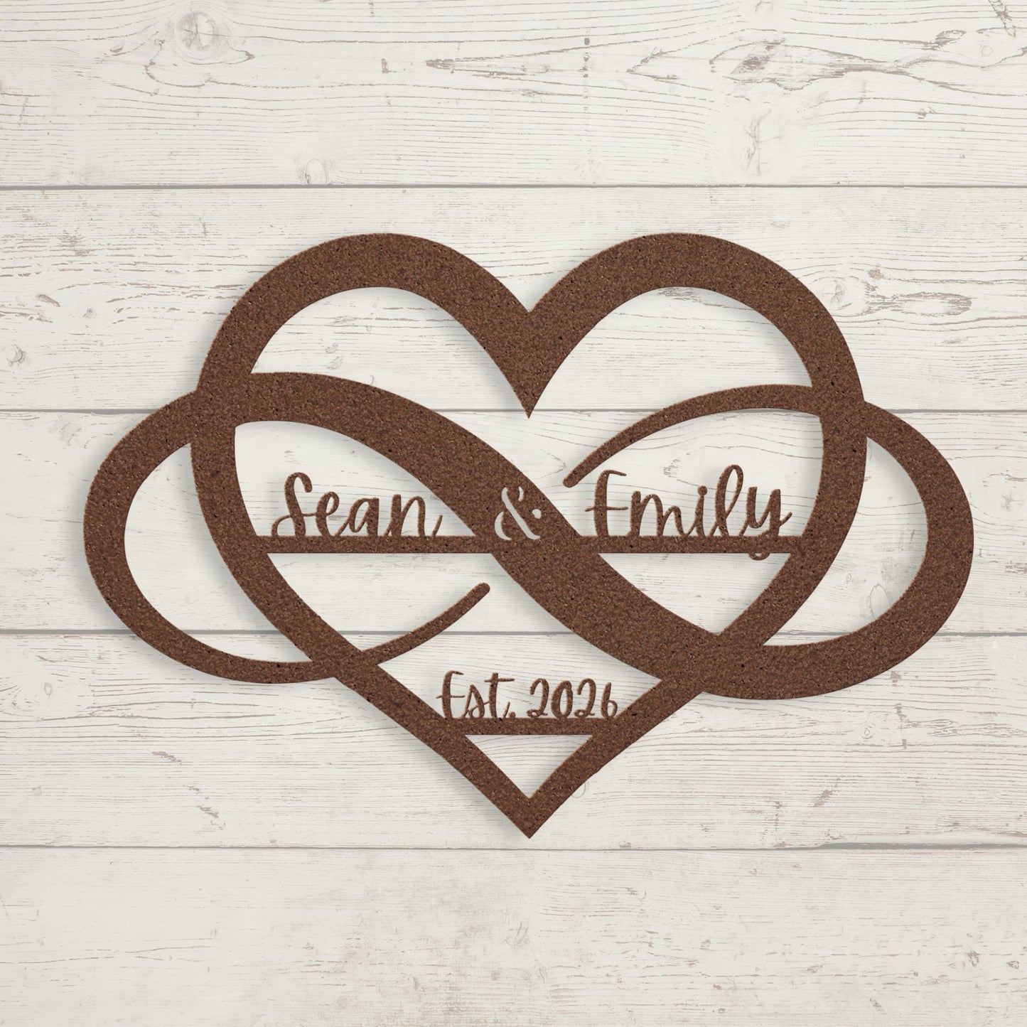 Infinity Heart Couples' Custom Metal Name Sign