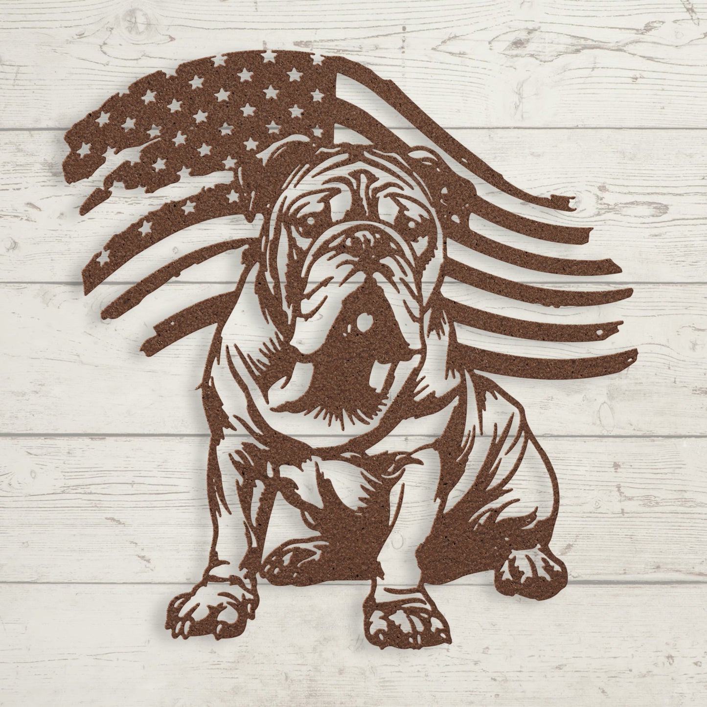 The Patriot English Bulldog Metal Sign – American Flag Bulldog Wall Art