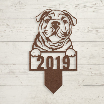Cute English Bulldog Metal Lawn Sign