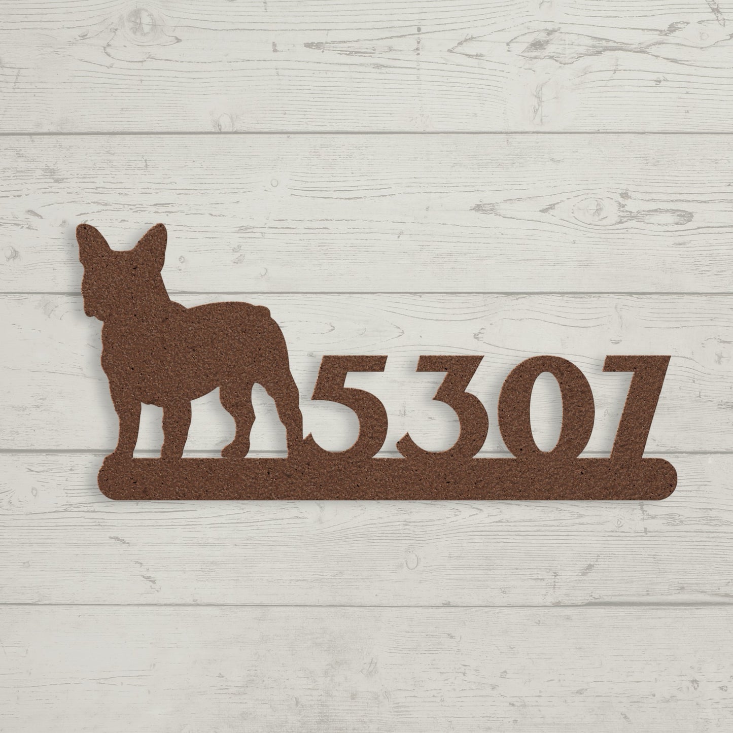 French Bulldog House Numbers Metal Sign
