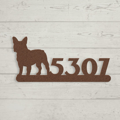 French Bulldog House Numbers Metal Sign