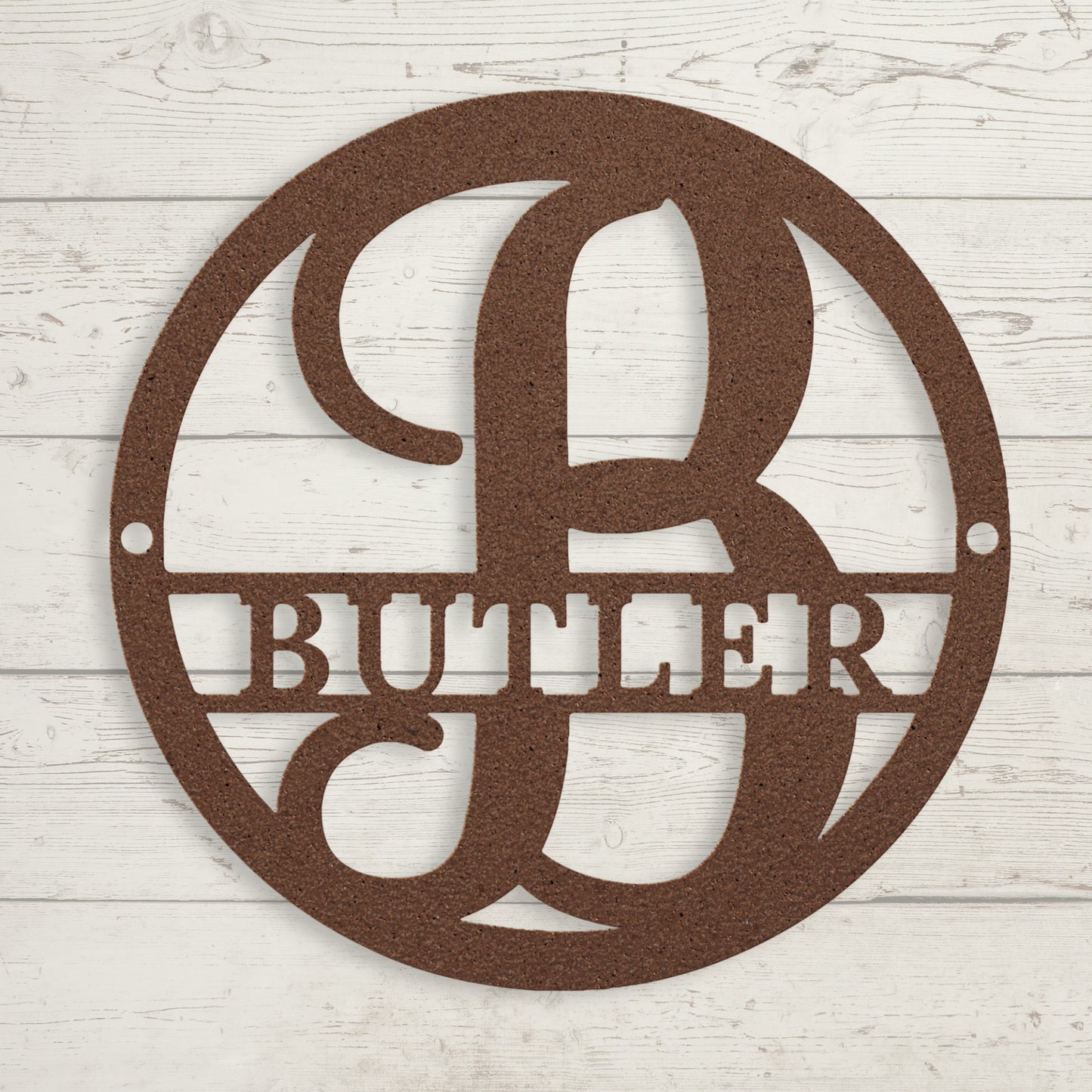 Split Letter Circle Monogram Metal Sign
