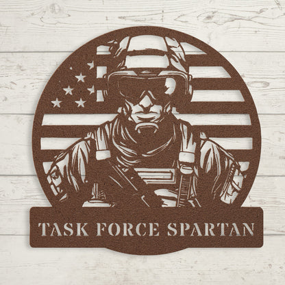 Tactical Soldier Metal Sign – Custom Military Wall Art