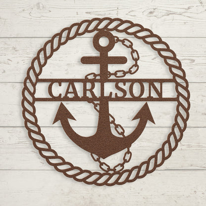 Anchor Metal Sign – Custom Nautical Family Name Wall Art