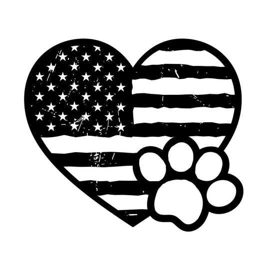 Paws & Patriotism: Rustic Flag Heart Metal Art