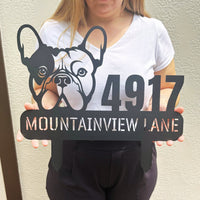 French Bulldog Family Address Metal Lawn Sign