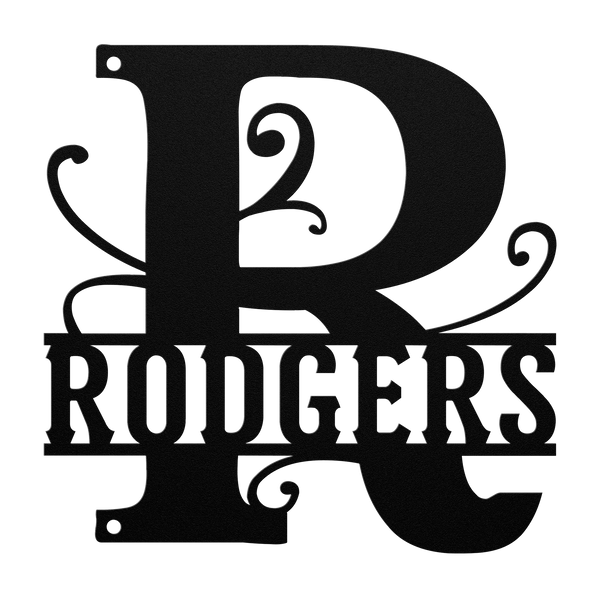 Elegant Split Letter Monogram Metal Sign