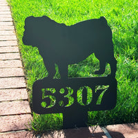 Lawn English Bulldog House Number Yard Sign