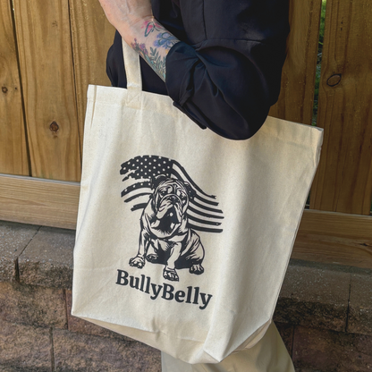 Patriotic English Bulldog Gusseted Tote Bag